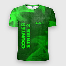 Футболка спортивная мужская Counter Strike 2 - green gradient вертикально, цвет: 3D-принт