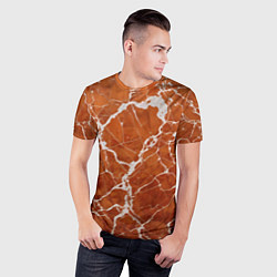 Футболка спортивная мужская Темно-оранжевый мрамор, цвет: 3D-принт — фото 2