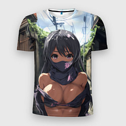 Футболка спортивная мужская Смуглая девушка в маске, цвет: 3D-принт