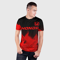 Футболка спортивная мужская Honda - red gradient посередине, цвет: 3D-принт — фото 2