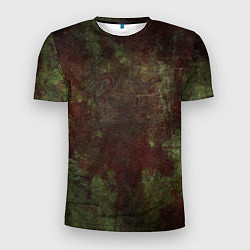 Футболка спортивная мужская Абстракция - green fabric soaked in red paint, цвет: 3D-принт