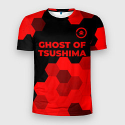 Футболка спортивная мужская Ghost of Tsushima - red gradient посередине, цвет: 3D-принт