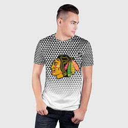 Футболка спортивная мужская Чикаго Блэкхокс - геометрический паттерн с градиен, цвет: 3D-принт — фото 2