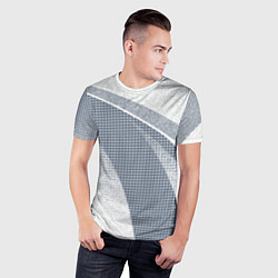 Футболка спортивная мужская Светлый серо-голубой текстурированный с полосой, цвет: 3D-принт — фото 2