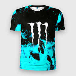 Футболка спортивная мужская Monster energy голубой огонь, цвет: 3D-принт