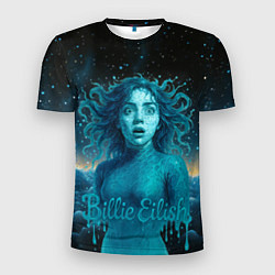 Футболка спортивная мужская Билли Айлиш из волн, цвет: 3D-принт