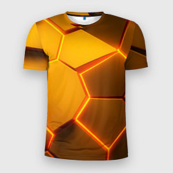 Футболка спортивная мужская Желтые неоновые соты - текстура, цвет: 3D-принт