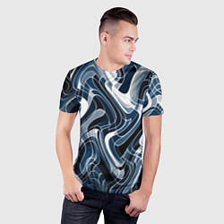 Футболка спортивная мужская Тёмно-синий искажённая абстракция, цвет: 3D-принт — фото 2