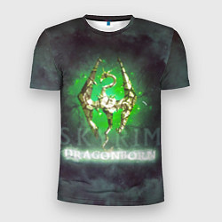Футболка спортивная мужская Skyrim gold logo Dragonborn, цвет: 3D-принт