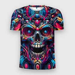 Мужская спорт-футболка Colorful cyber skull - pattern