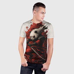 Футболка спортивная мужская Демоническая панда самурай - нейроарт, цвет: 3D-принт — фото 2