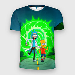 Футболка спортивная мужская Рик и Барт Симпсон, цвет: 3D-принт