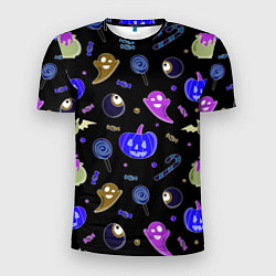Футболка спортивная мужская Halloween blue black pumpkin, цвет: 3D-принт