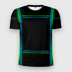 Мужская спорт-футболка Neon green light blue