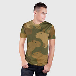 Футболка спортивная мужская Капибара - камуфляж, цвет: 3D-принт — фото 2