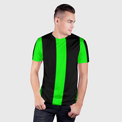 Футболка спортивная мужская Color green black lines, цвет: 3D-принт — фото 2