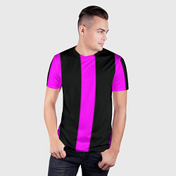 Футболка спортивная мужская Color black pink lines, цвет: 3D-принт — фото 2