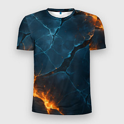 Футболка спортивная мужская Разлом плит с огнем, цвет: 3D-принт