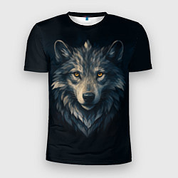 Мужская спорт-футболка Пиксельная голова волка