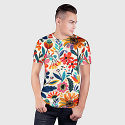 Футболка спортивная мужская Простые цветы, цвет: 3D-принт — фото 2