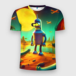 Футболка спортивная мужская Робот-сгибальщик Бендер на планете крокодилов, цвет: 3D-принт