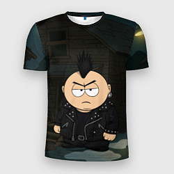 Футболка спортивная мужская Эрик Картман панк на фоне дома, цвет: 3D-принт