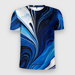 Футболка спортивная мужская Бело синяя абстракция, цвет: 3D-принт