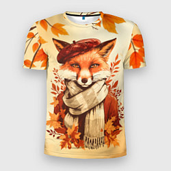 Мужская спорт-футболка Осенний лис в шарфе
