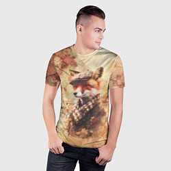 Футболка спортивная мужская Винтажный лис на осеннем фоне, цвет: 3D-принт — фото 2