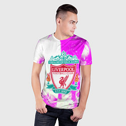 Футболка спортивная мужская Ливерпуль розово белый огонь, цвет: 3D-принт — фото 2