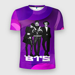 Футболка спортивная мужская BTS фиолетовый фон, цвет: 3D-принт
