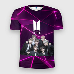 Футболка спортивная мужская BTS фиолетовые плиты, цвет: 3D-принт