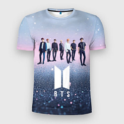 Футболка спортивная мужская BTS нежный блестящий фон, цвет: 3D-принт