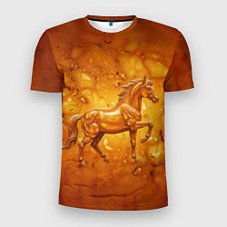 Футболка спортивная мужская Лошадь из желтого янтаря, цвет: 3D-принт