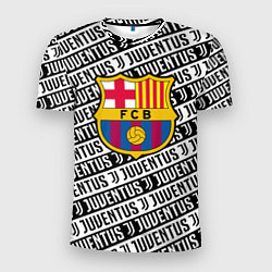 Футболка спортивная мужская Барселона х Ювентус паттерн, цвет: 3D-принт