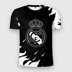 Футболка спортивная мужская Реал Мадрид белый огонь, цвет: 3D-принт