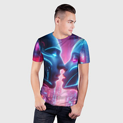 Футболка спортивная мужская Cyber love - metropolis neon glow, цвет: 3D-принт — фото 2