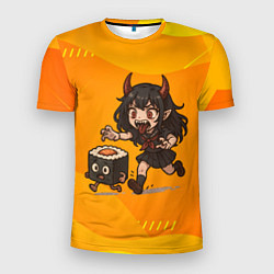 Мужская спорт-футболка Девочка дьявол бежит за роллом