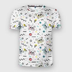 Мужская спорт-футболка Паттерн с черепами и геометрическими фигурами на Х