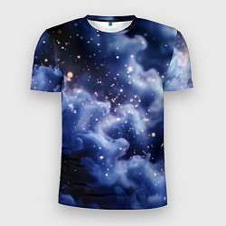 Футболка спортивная мужская Волшебная дымка тёмно-синий с искрами, цвет: 3D-принт