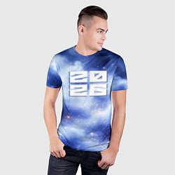 Футболка спортивная мужская 2026 сине-голубая дымка, цвет: 3D-принт — фото 2