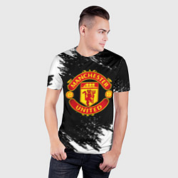 Футболка спортивная мужская Манчестер Юнайтед белые краски, цвет: 3D-принт — фото 2