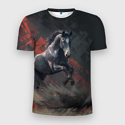 Футболка спортивная мужская Лошадь в прыжке, цвет: 3D-принт
