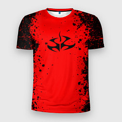 Мужская спорт-футболка Эмблема hitman на красном фоне