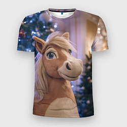Футболка спортивная мужская Плюшевая новогодняя лошадь, цвет: 3D-принт