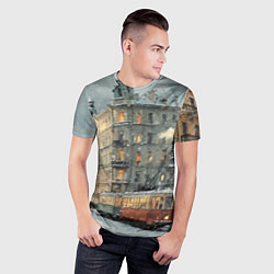 Футболка спортивная мужская Трамваи в зимнем Санкт-Петербурге, цвет: 3D-принт — фото 2