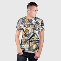 Футболка спортивная мужская Объемные новогодние дома, цвет: 3D-принт — фото 2