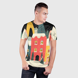 Футболка спортивная мужская Разноцветные новогодние дома, цвет: 3D-принт — фото 2