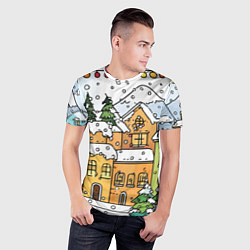 Футболка спортивная мужская Новогодний снегопад, цвет: 3D-принт — фото 2