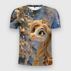 Футболка спортивная мужская Новогодняя лошадка в крапинку, цвет: 3D-принт